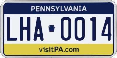 PA license plate LHA0014