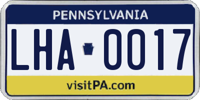 PA license plate LHA0017