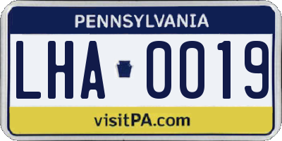 PA license plate LHA0019