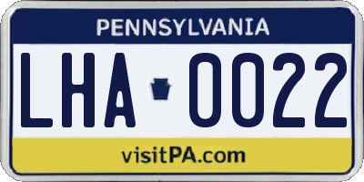 PA license plate LHA0022