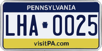PA license plate LHA0025