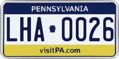 PA license plate LHA0026