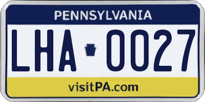 PA license plate LHA0027