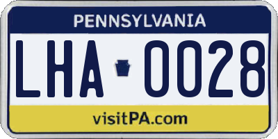 PA license plate LHA0028