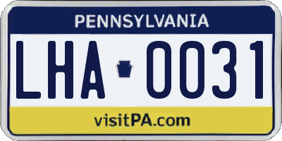 PA license plate LHA0031
