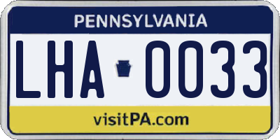 PA license plate LHA0033