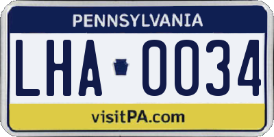 PA license plate LHA0034
