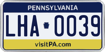 PA license plate LHA0039