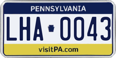 PA license plate LHA0043