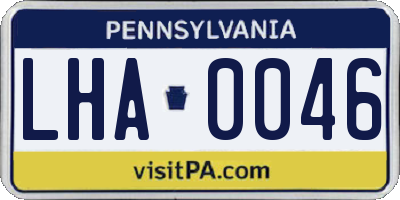 PA license plate LHA0046