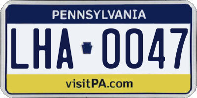 PA license plate LHA0047