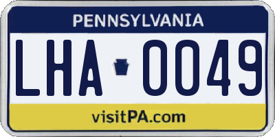 PA license plate LHA0049