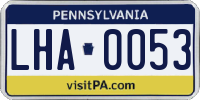 PA license plate LHA0053