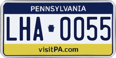 PA license plate LHA0055