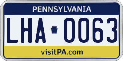 PA license plate LHA0063