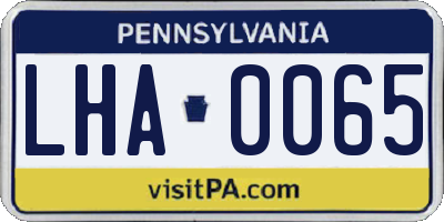 PA license plate LHA0065