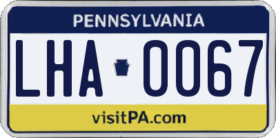 PA license plate LHA0067
