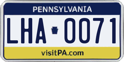 PA license plate LHA0071