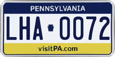 PA license plate LHA0072