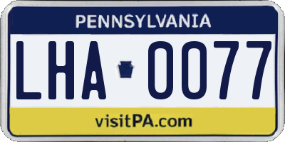 PA license plate LHA0077
