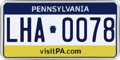 PA license plate LHA0078