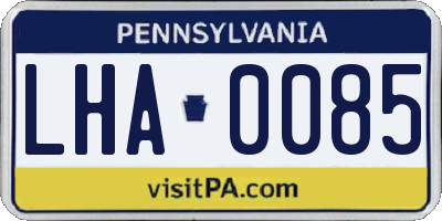 PA license plate LHA0085