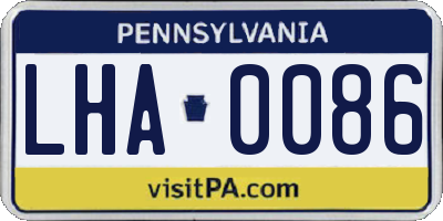 PA license plate LHA0086