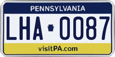PA license plate LHA0087