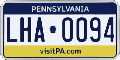 PA license plate LHA0094