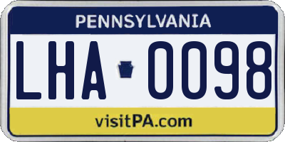 PA license plate LHA0098