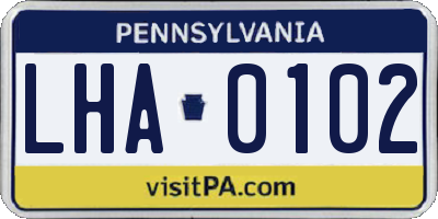 PA license plate LHA0102