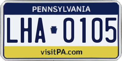 PA license plate LHA0105