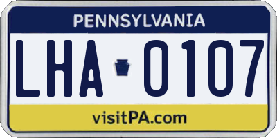 PA license plate LHA0107