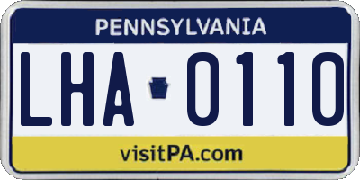 PA license plate LHA0110