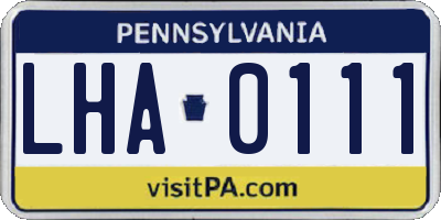 PA license plate LHA0111
