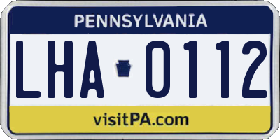 PA license plate LHA0112