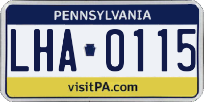 PA license plate LHA0115