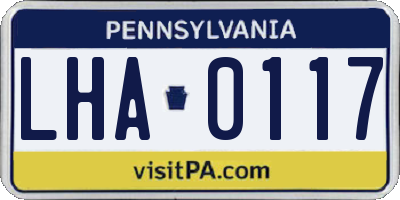 PA license plate LHA0117