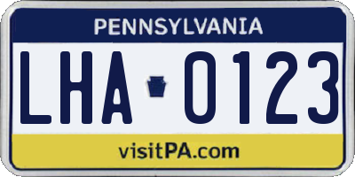 PA license plate LHA0123