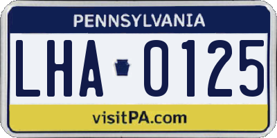 PA license plate LHA0125