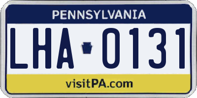 PA license plate LHA0131