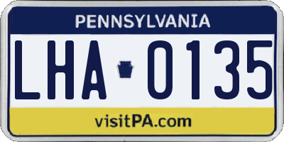 PA license plate LHA0135