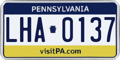 PA license plate LHA0137