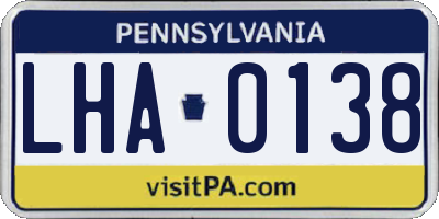 PA license plate LHA0138