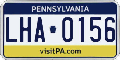 PA license plate LHA0156