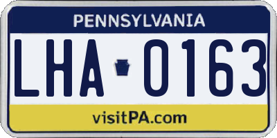 PA license plate LHA0163