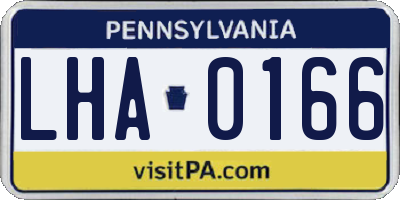 PA license plate LHA0166