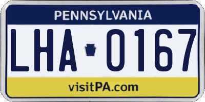 PA license plate LHA0167