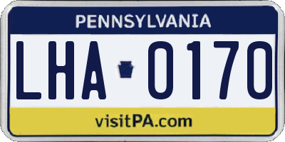 PA license plate LHA0170