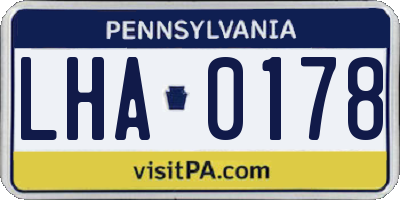 PA license plate LHA0178